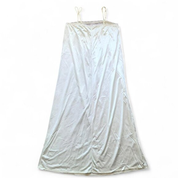 80s Ivory Lace Trim Maxi Slip - Picture 7 of 7